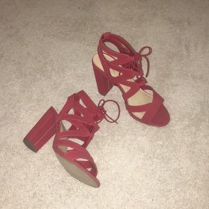 RED STRAPPY HEELS worn once